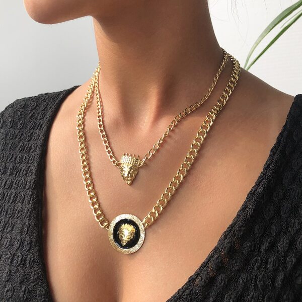 

Layered Chain Necklace, Gold