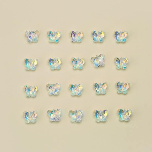 

20pcs Butterfly Bead DIY Jewelry Accessories, Clear