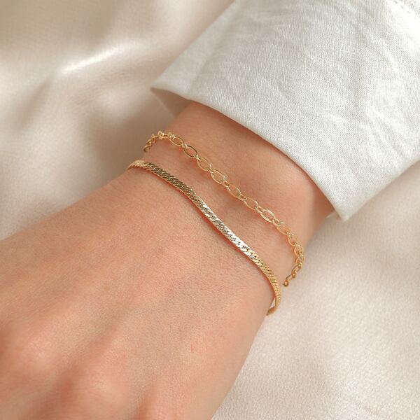 

2pcs Simple Bracelet, Gold