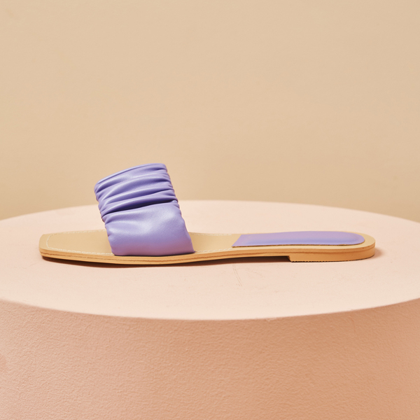 

Minimalist Ruched Slide Sandals, Purple