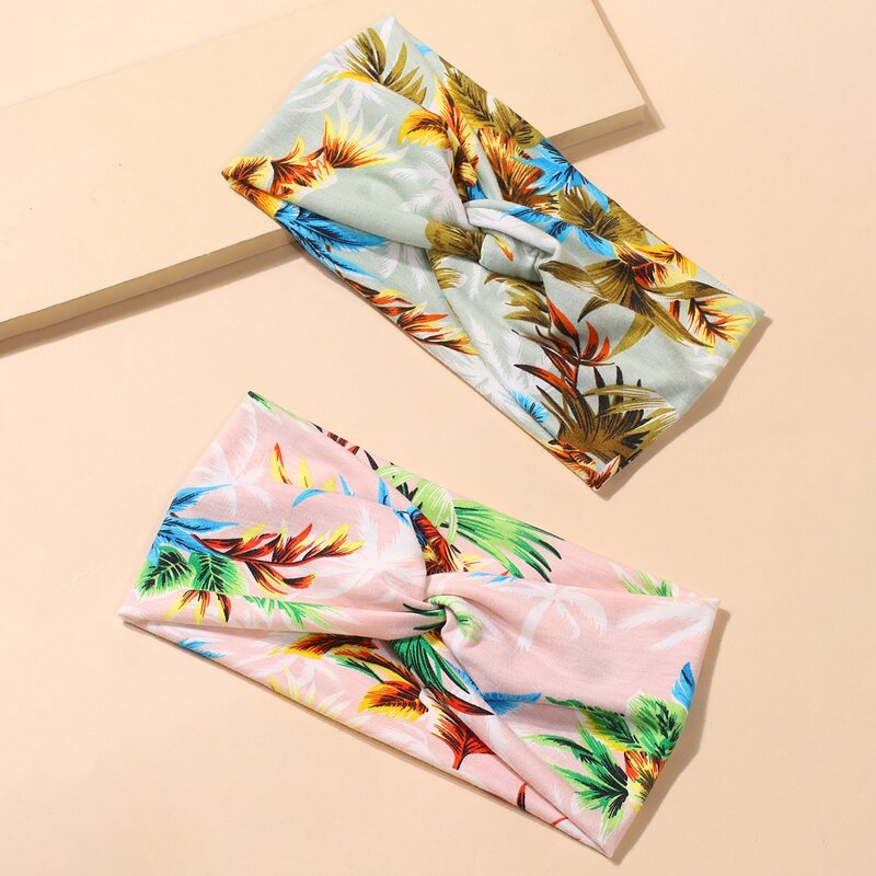 

2pcs Leaf Print Hair Band, Multicolor