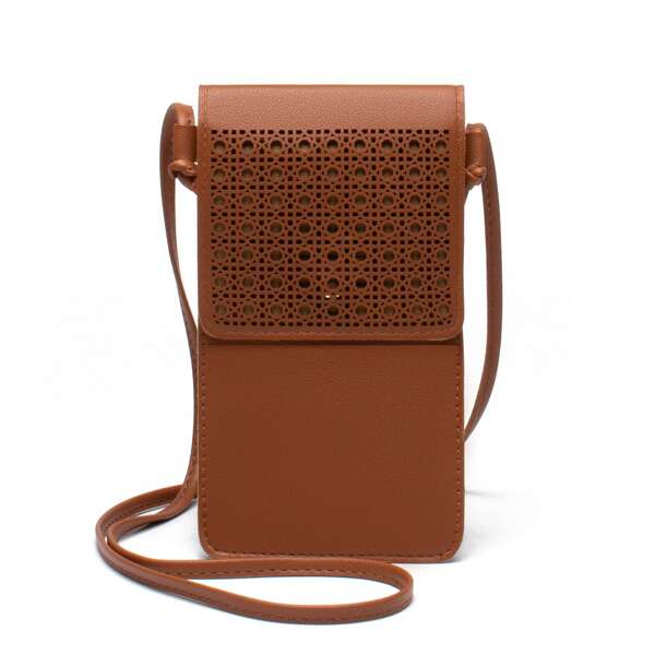 

Hollow Out Flap Phone Bag, Coffee brown