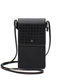 1pc New Arrival Fashionable Carved Mobile Phone Bag Touchable Back Women Purse Phone Purse - Black - View 1