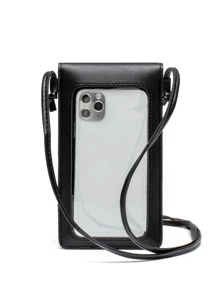 1pc New Arrival Fashionable Carved Mobile Phone Bag Touchable Back Women Purse Phone Purse - Black - View 2