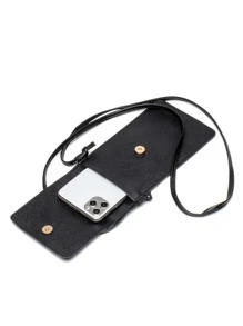 1pc New Arrival Fashionable Carved Mobile Phone Bag Touchable Back Women Purse Phone Purse - Black - View 3