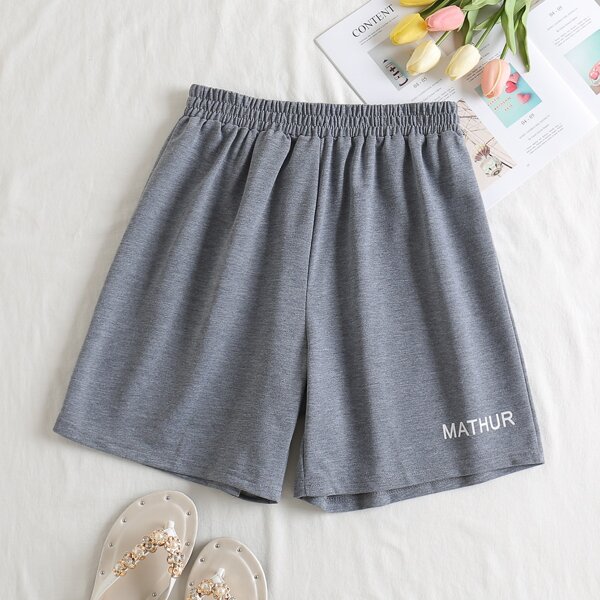

Letter Graphic Track Shorts, Grey