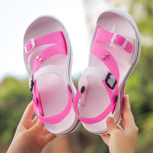 

Buckle Decor Slingback Sport Sandals, Pink