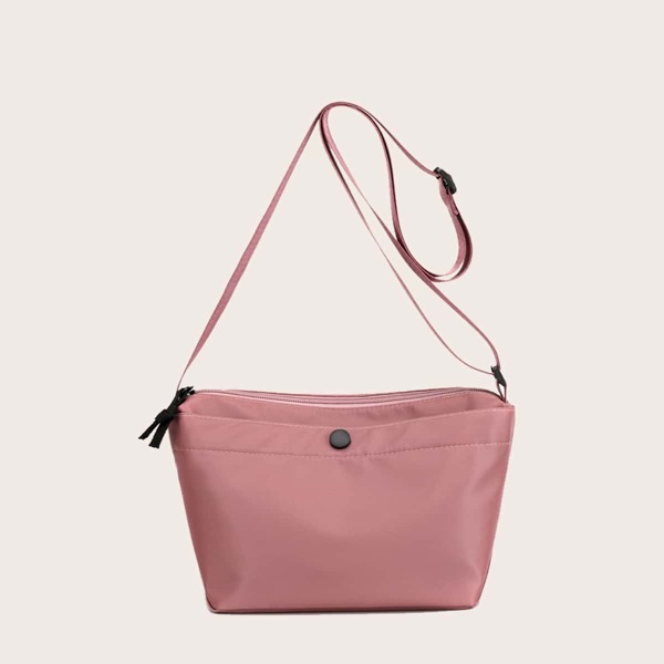 

Snap Button Crossbody Bag, Pink