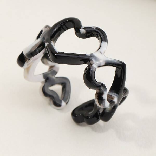 

Resin Cuff Ring, Black and white