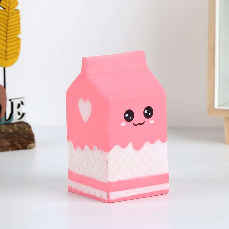

Cartoon Milk Box Shaped Ornament, Pink