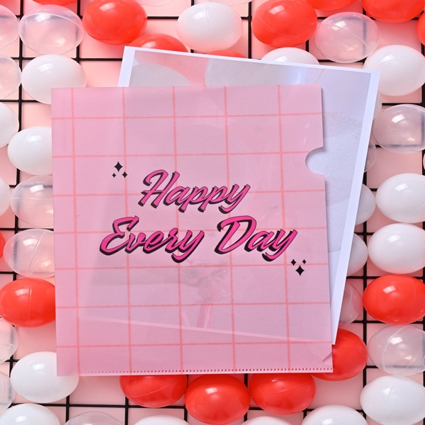 

1pc Slogan Graphic File Folder, Pink