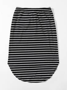 SHEIN Unity Plus Tie Front Striped Skirt - Black - View 2