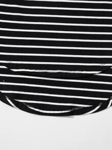 SHEIN Unity Plus Tie Front Striped Skirt - Black - View 3