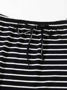 SHEIN Unity Plus Tie Front Striped Skirt - Black - View 4