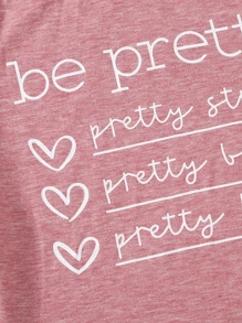 SHEIN LUNE Áo thun Plus size Slogan Giải trí - Hồng - Xem 5