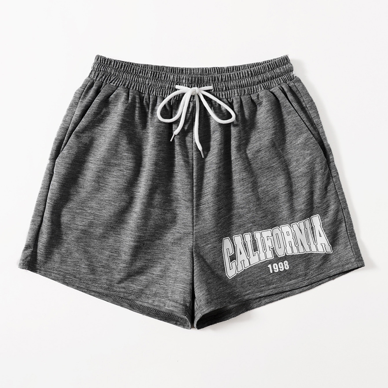 

Letter Drawstring Shorts, Dark grey