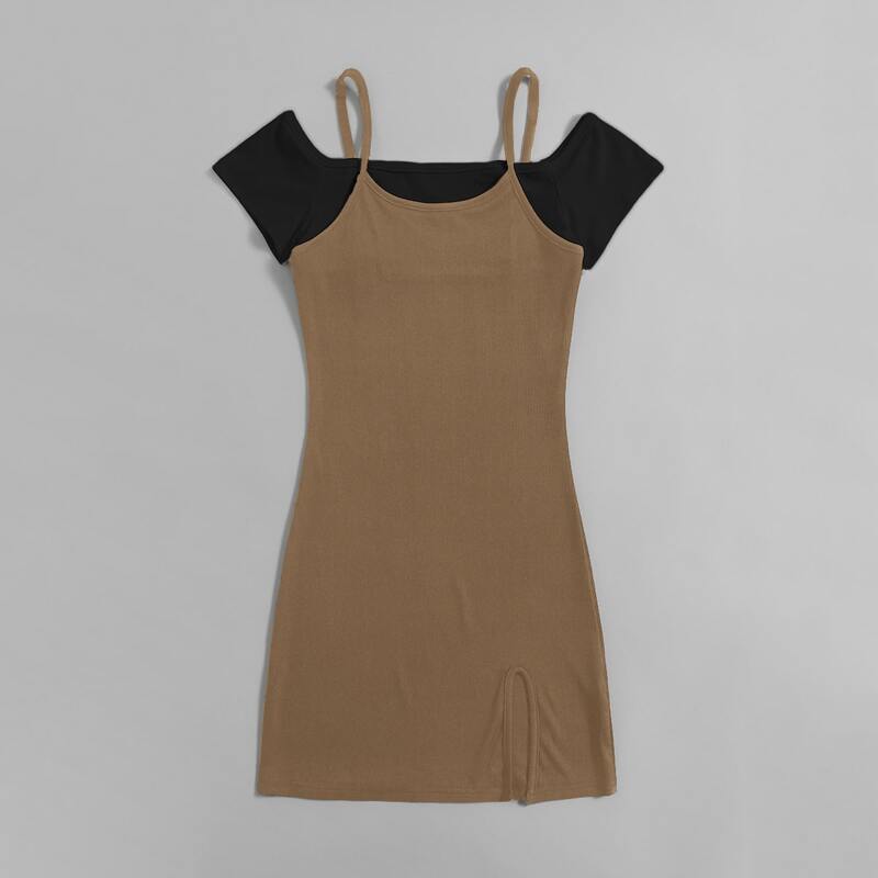 

2 In 1 Split Dress, Multicolor