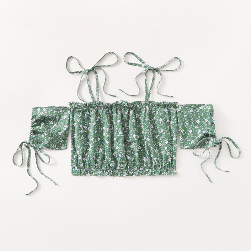 

Ditsy Floral Tie Shoulder Blouse, Green