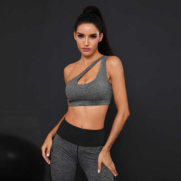 

Medium Support Cut Out One Shoulder Sports Bra, Dark grey