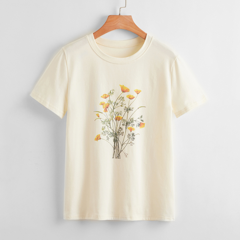 

Floral Graphic Tee, Beige