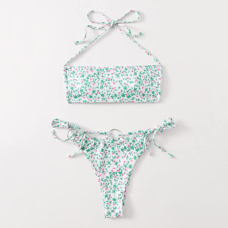 

Ditsy Floral Ring Linked Bikini Swimsuit, Multicolor