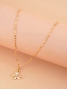 Collar con mariposa con circón - Amarillo Oro - Ver 3