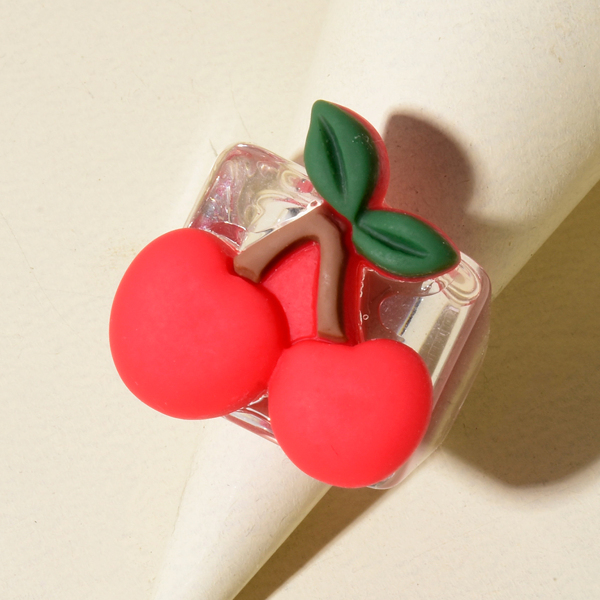 

Cherry Decor Resin Ring, Red