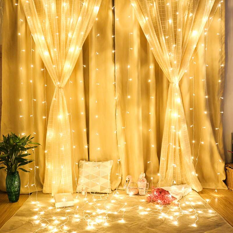 

Curtain Decorative String Light With 192pcs Bulb, Yellow
