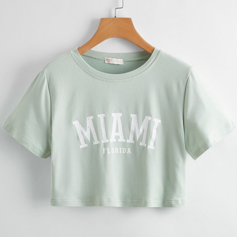 

Letter Crop Tee, Mint green