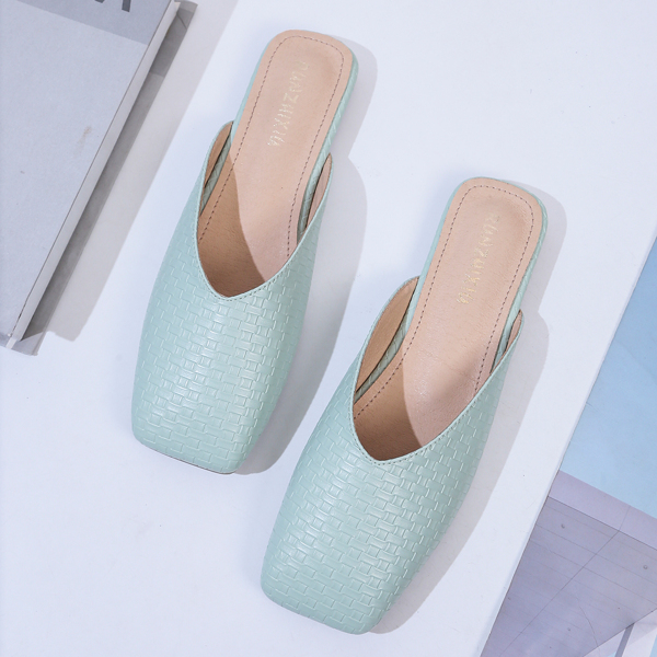 

Square Toe Braided Flat Mules, Blue