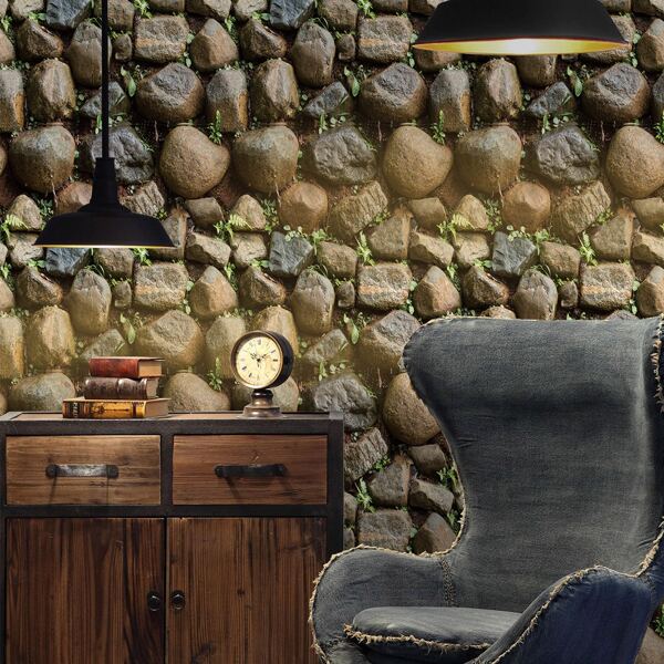 

1pc Stone Pattern Wall Sticker, Multicolor