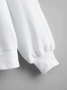 SHEIN LUNE Pullover con estampado de figura de hombros caídos - Blanco - Ver 4