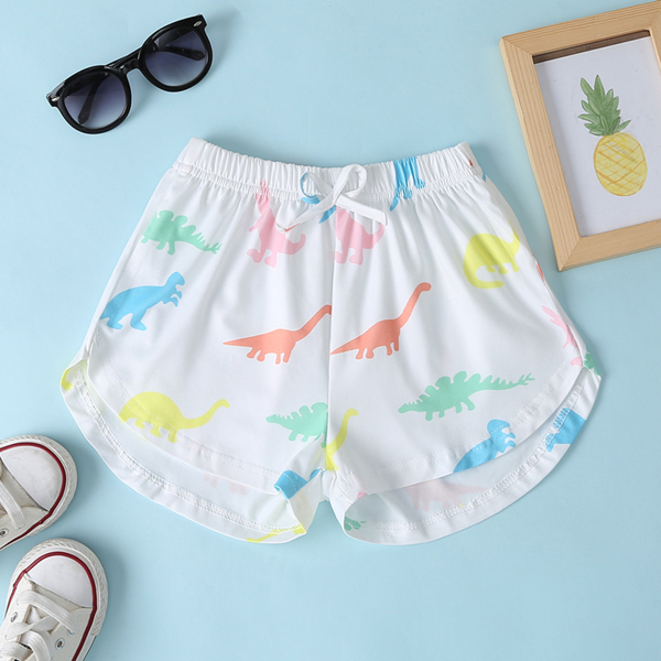 

Toddler Girls Cartoon Dinosaur Track Shorts, White
