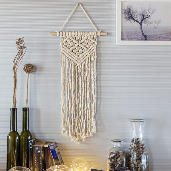 

1pc Woven Tassel Wall Hanging, Beige