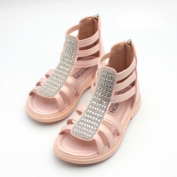 

Toddler Girls Rhinestone Decor Gladiator Sandals, Pink