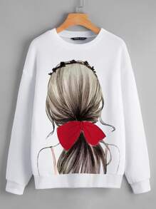 Figur Enkel Sweatshirt - Vitt - Visa 1