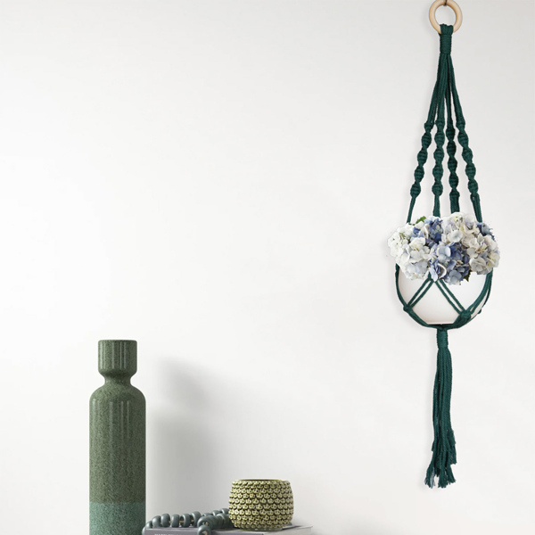 

1pc Woven Tassel Plant Hanger, Green