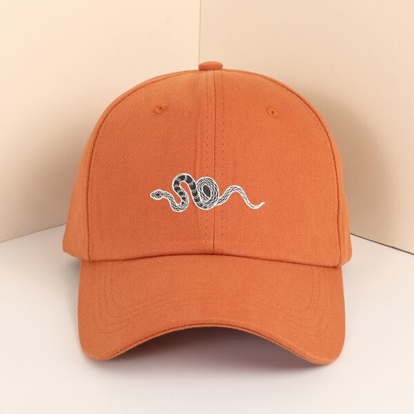 

Men Snake Print Baseball Cap, Orange