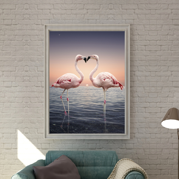 

Flamingo Print Unframed Painting, Multicolor