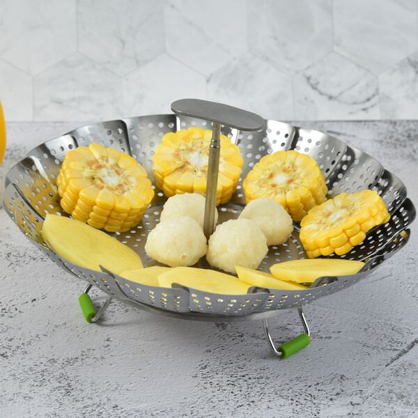 

1pc Stainless Steel Steamer Basket, Silver