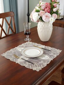 Jacquard Flower Lace Placemat - Multicolor - View 1
