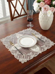 Jacquard Flower Lace Placemat - Multicolor - View 2