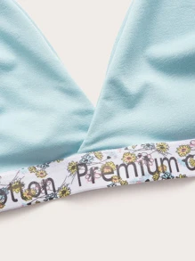 Plus Letter Tape Cross Back Bralet - Baby Blue - View 4