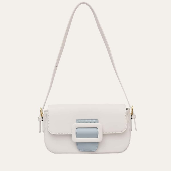 

Two Tone Flap Shoulder Bag, White