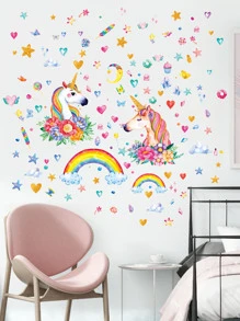 Kids Unicorn Print Wall Sticker - Multicolor - View 2