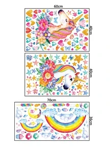 Kids Unicorn Print Wall Sticker - Multicolor - View 3