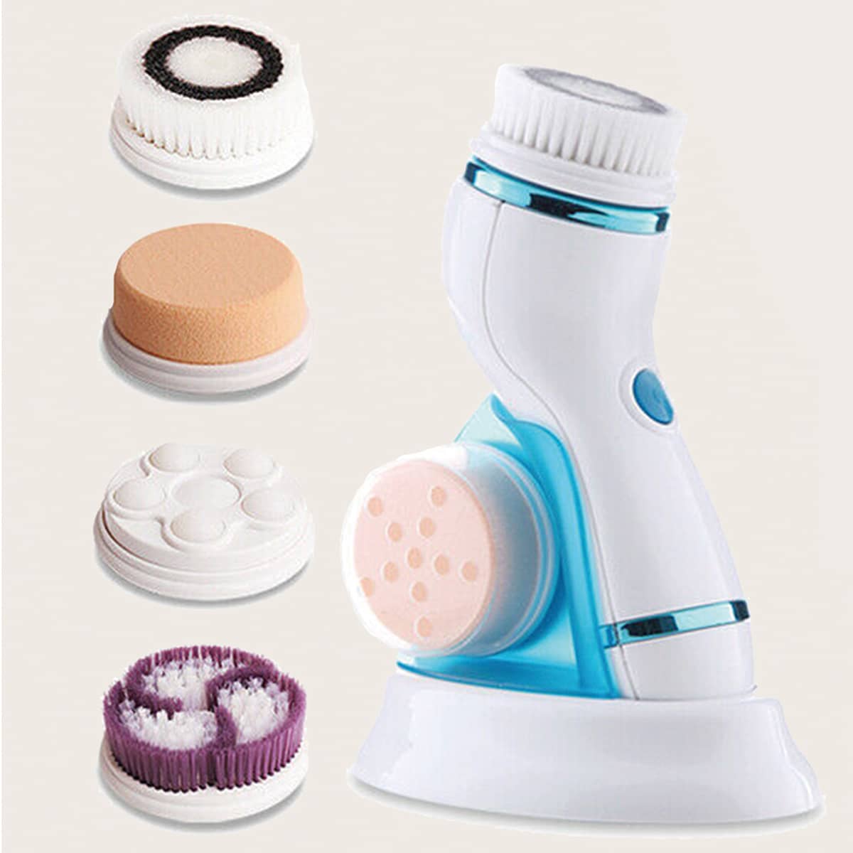 

1pc Electric Facial Cleanser & 4pcs Head, Blue
