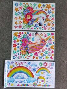 Kids Unicorn Print Wall Sticker - Multicolor - View 6