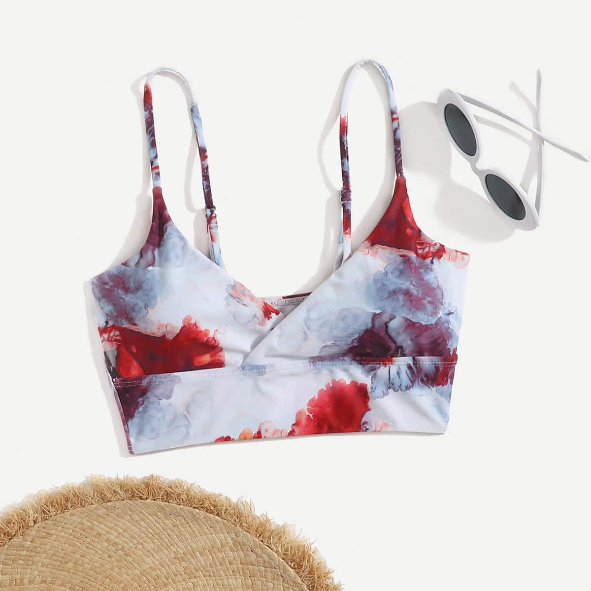 

Tie Dye Wrap Bikini Top, Multicolor