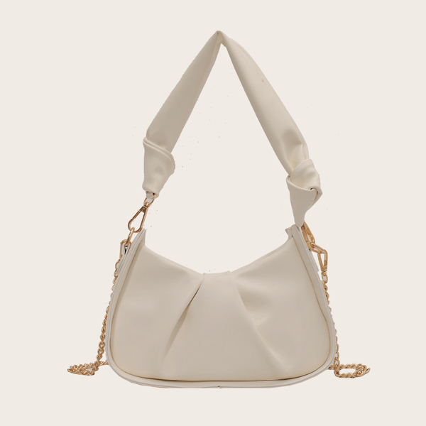 

Ruched Design Baguette Bag, Beige
